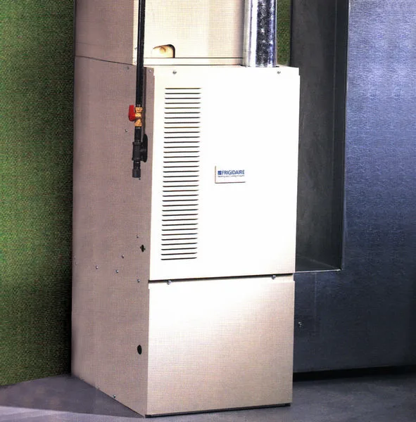 High-efficiency gas furnace installed in a utility room