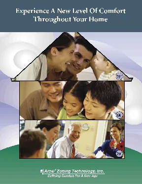 Arzel zoning technology brochure cover showing a family inside a house outline